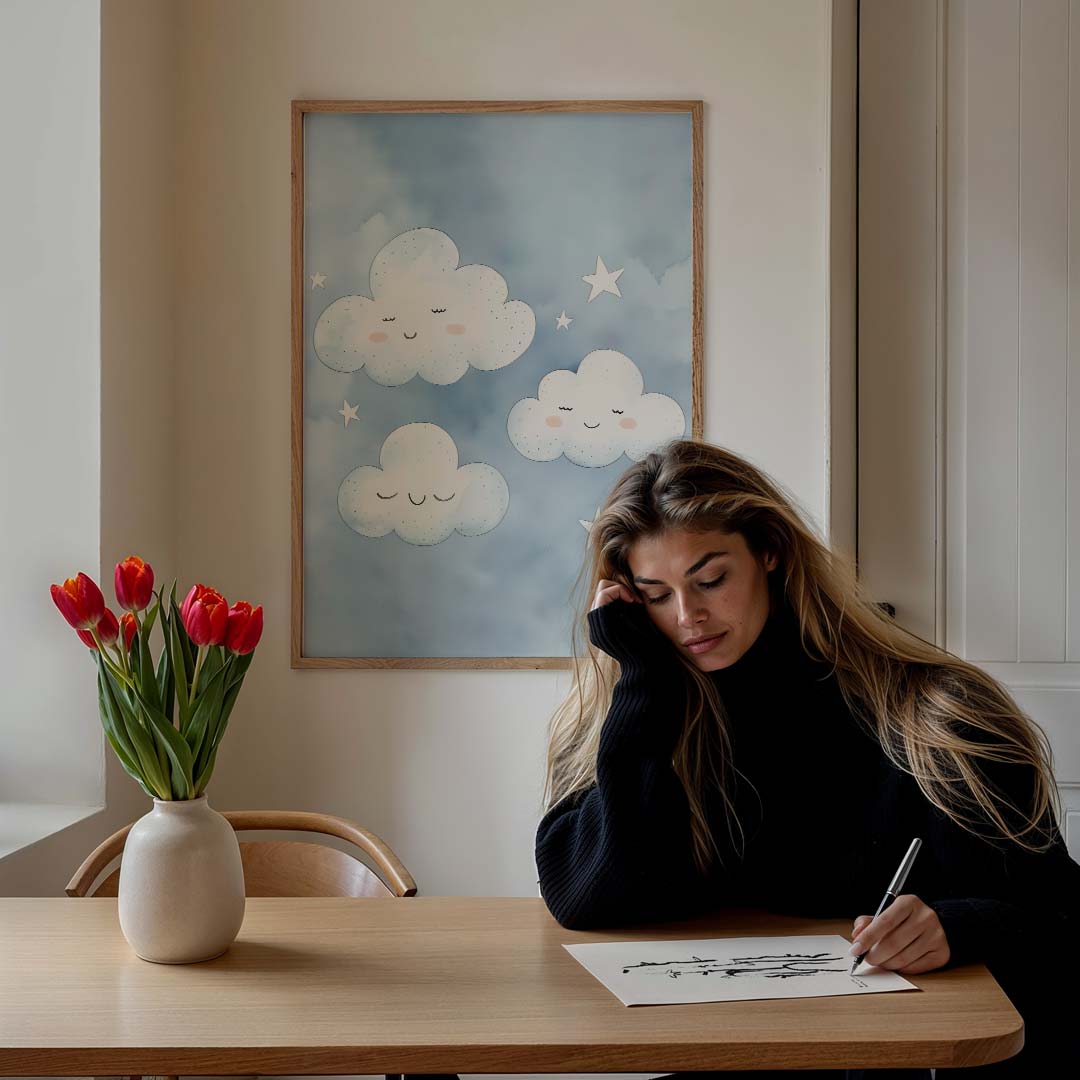 Dromerige Wolken en Sterren Poster-WallArtistic