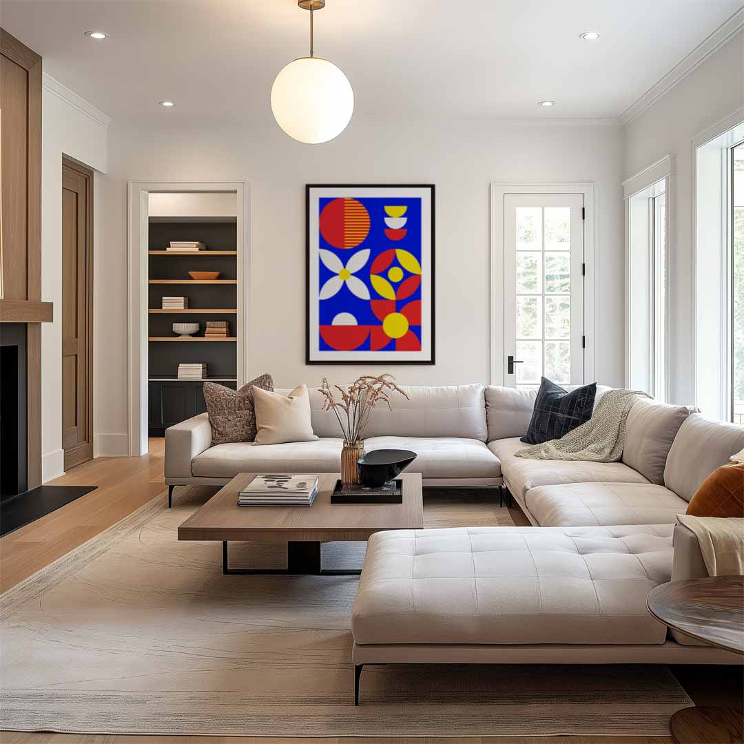 Kleurrijke Geometrische Abstractie Kunstwerk-canvas-dibond-plexiglas-wanddecoratie-WallArtistic