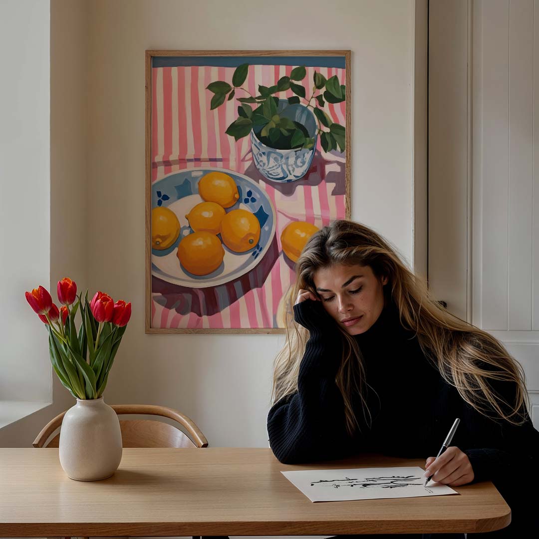 Zomers Tafereel met Citroenen Poster-WallArtistic