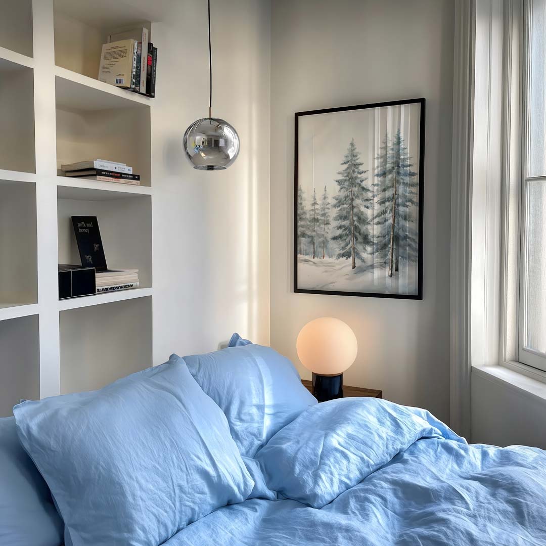 Winterse Dennenbos Poster-WallArtistic