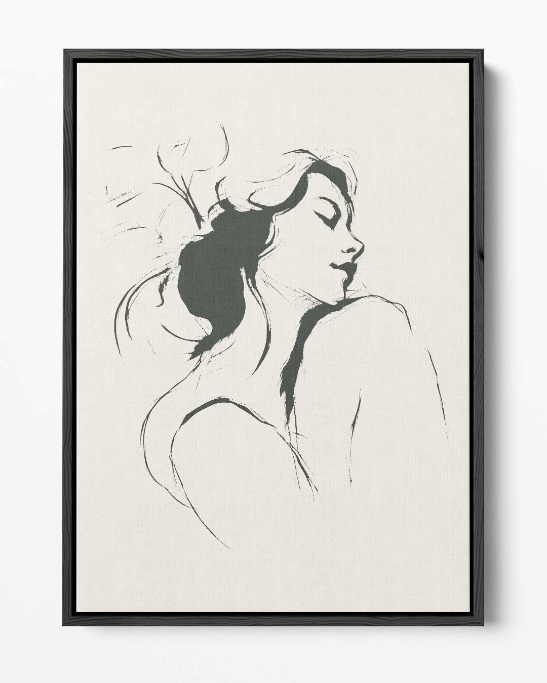 Dromerige Lijntekening Vrouw Kunstwerk-canvas-dibond-plexiglas-wanddecoratie-WallArtistic