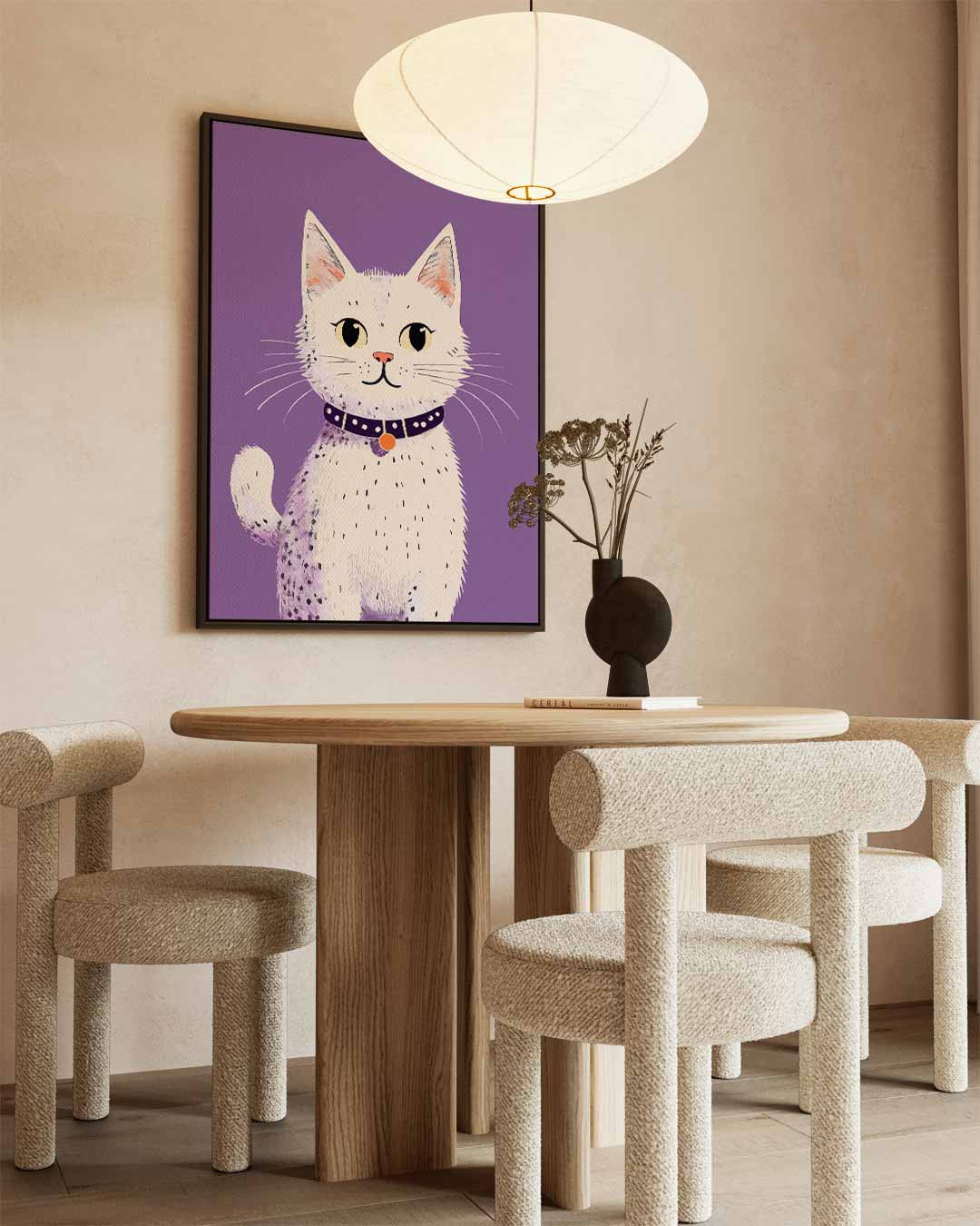 Speelse Kat Illustratie Kunstwerk-canvas-dibond-plexiglas-wanddecoratie-WallArtistic