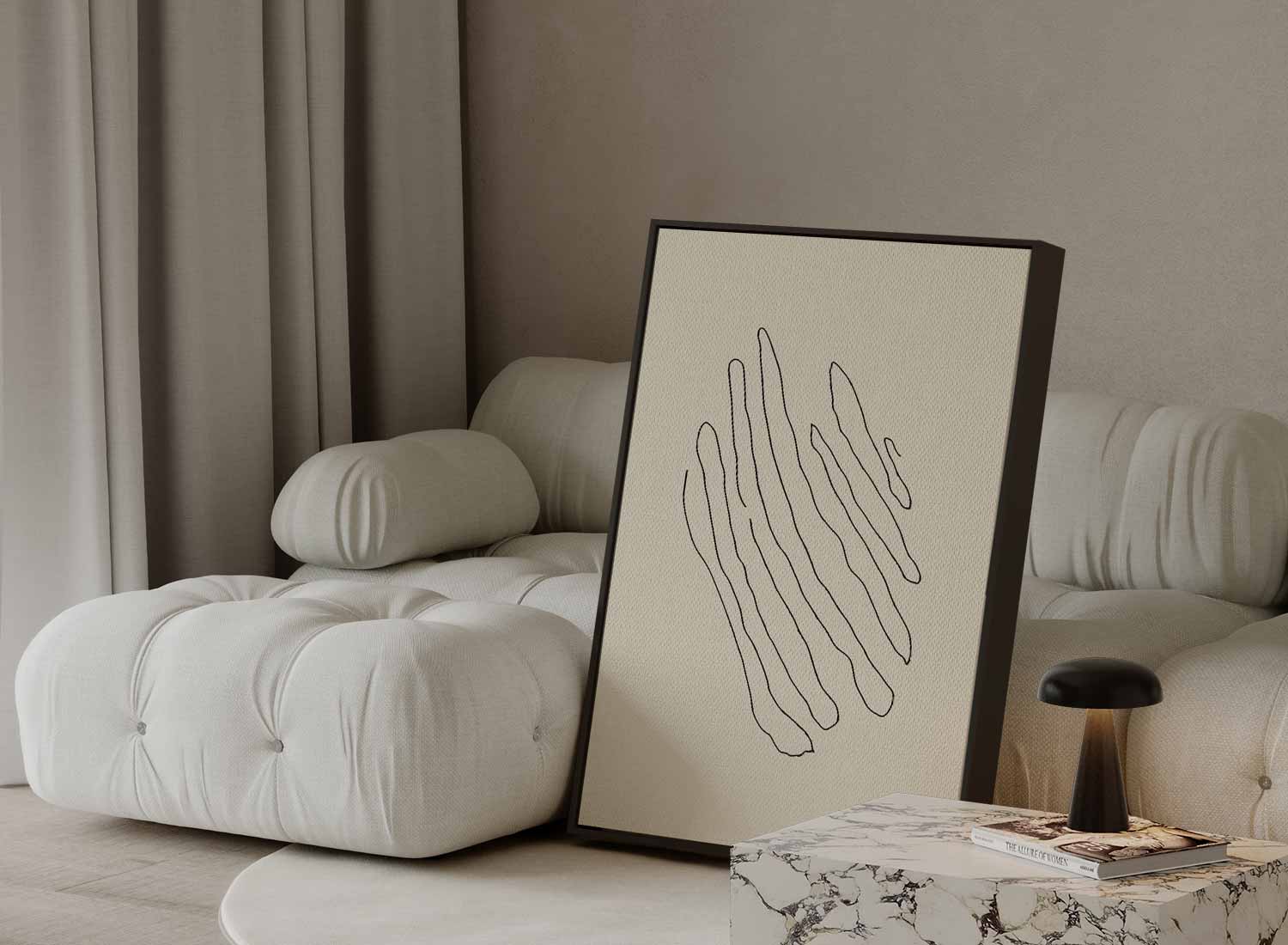 Golvende Lijnen Minimalistische Kunst Kunstwerk-canvas-dibond-plexiglas-wanddecoratie-WallArtistic