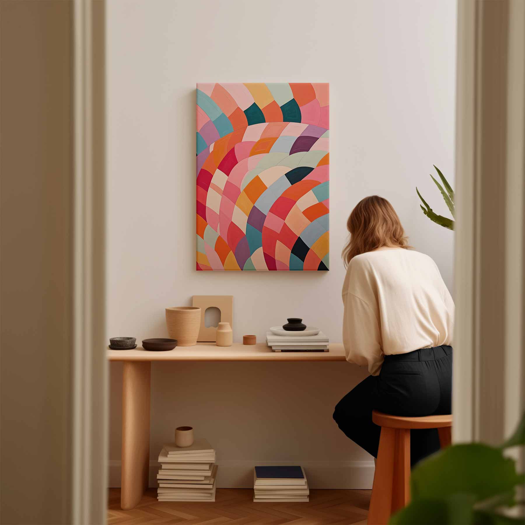 Kleurrijke Abstracte Harmonie Kunstwerk-canvas-dibond-plexiglas-wanddecoratie-WallArtistic