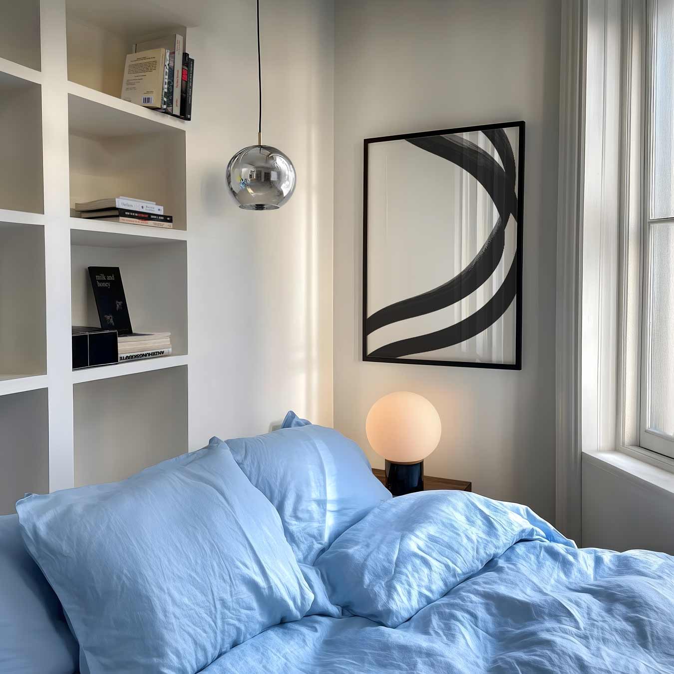 Zwarte en Witte Golvende Vormen Poster-WallArtistic