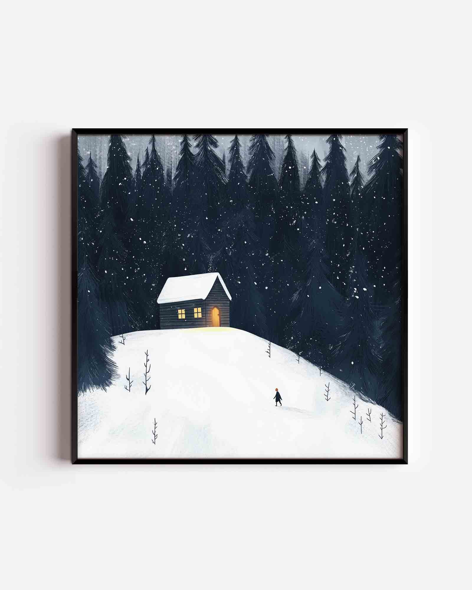 Sneeuwlandschap met huis Poster