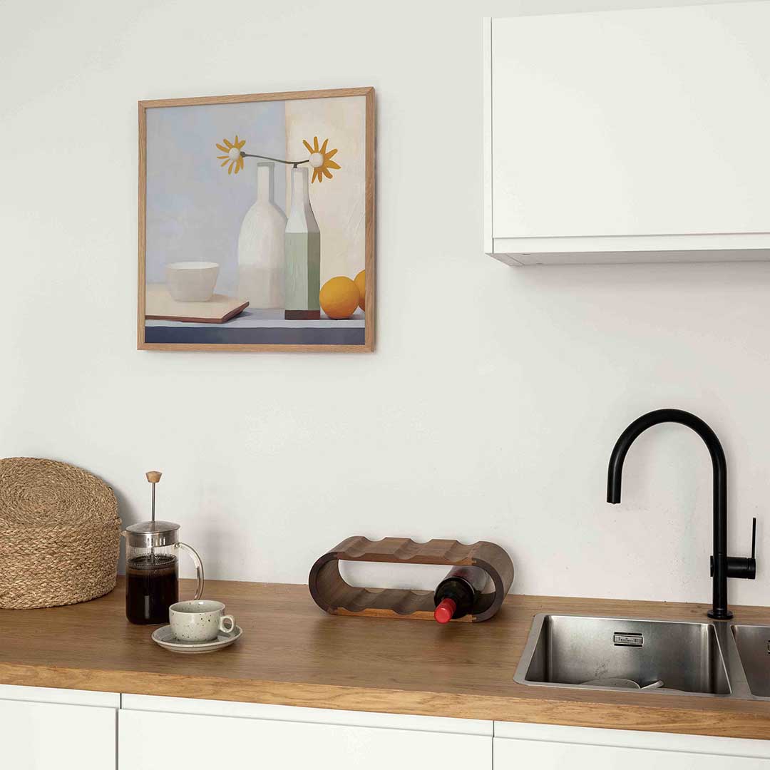 Stilleven met bloemen en fruit Poster