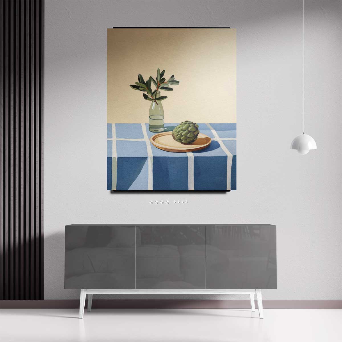 Stilleven met Artisjok en Fles Kunstwerk-canvas-dibond-plexiglas-wanddecoratie-WallArtistic