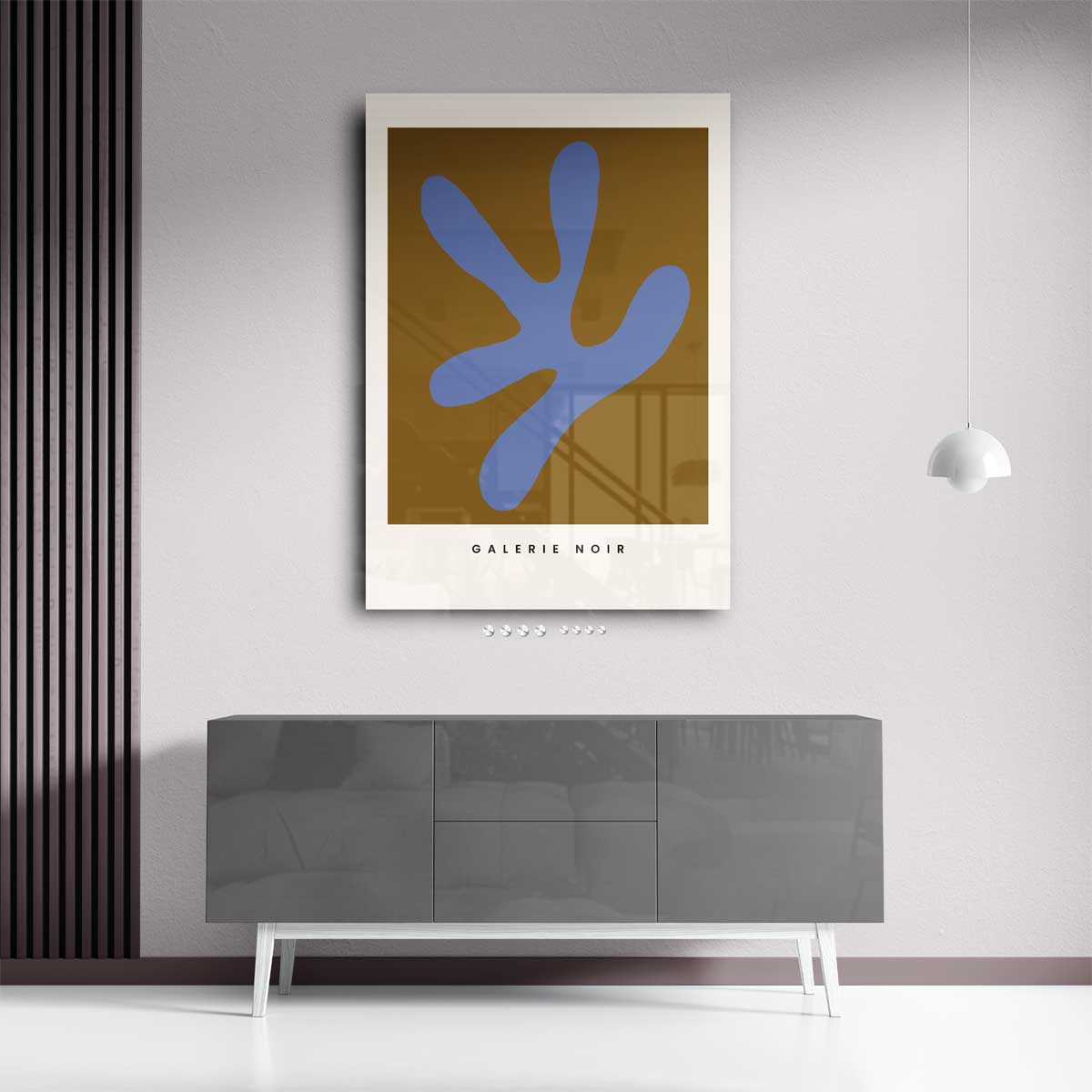 Abstracte Expressie in Blauw en Bruin Kunstwerk-canvas-dibond-plexiglas-wanddecoratie-WallArtistic