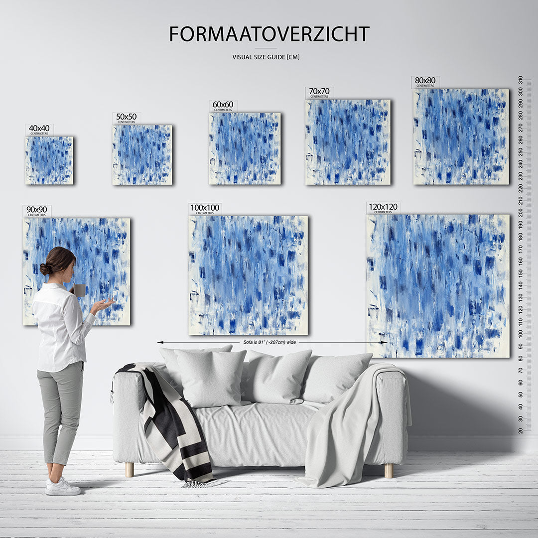 Dynamische blauwe vegen Kunstwerk
