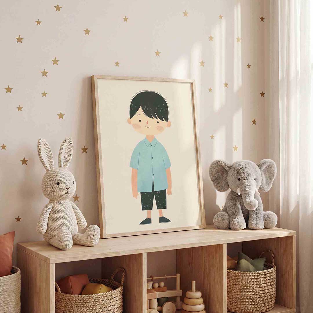 Jongen met blauwe blouse Poster