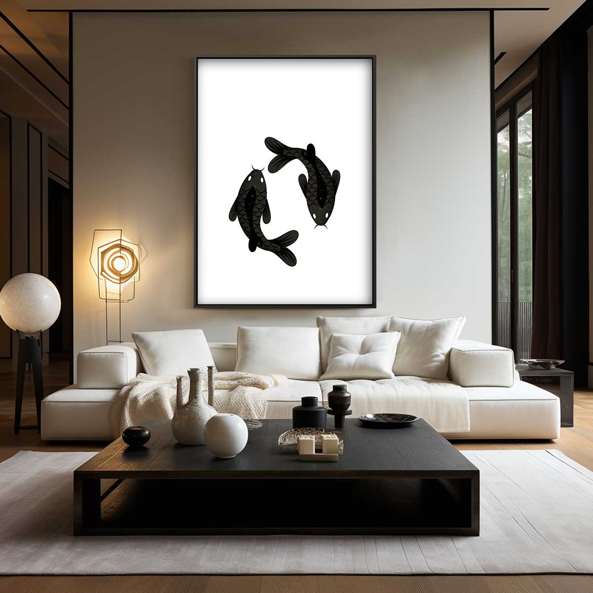 Yin Yang Koi Kunstwerk-canvas-dibond-plexiglas-wanddecoratie-WallArtistic