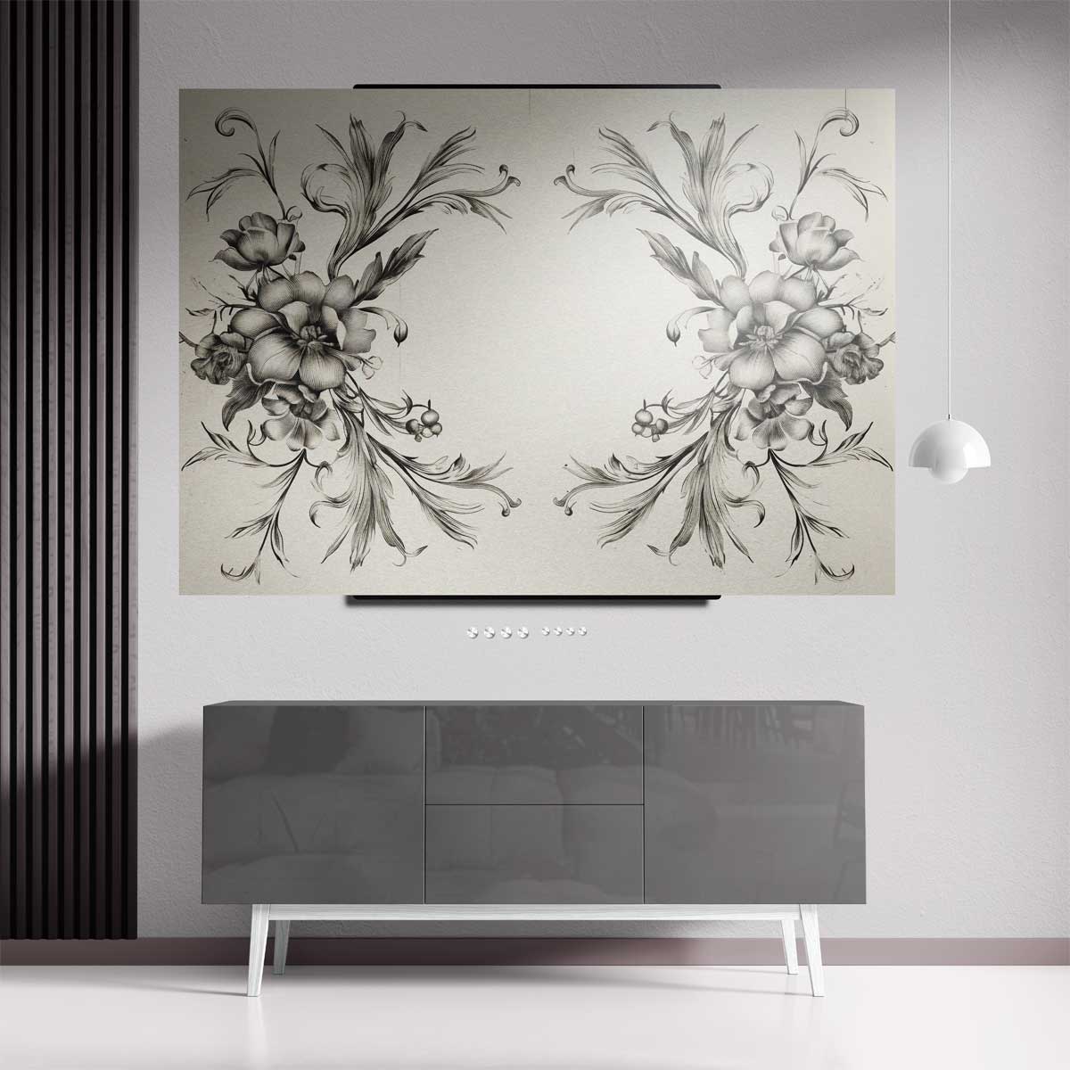 Elegante Bloemenillustratie Kunstwerk-canvas-dibond-plexiglas-wanddecoratie-WallArtistic