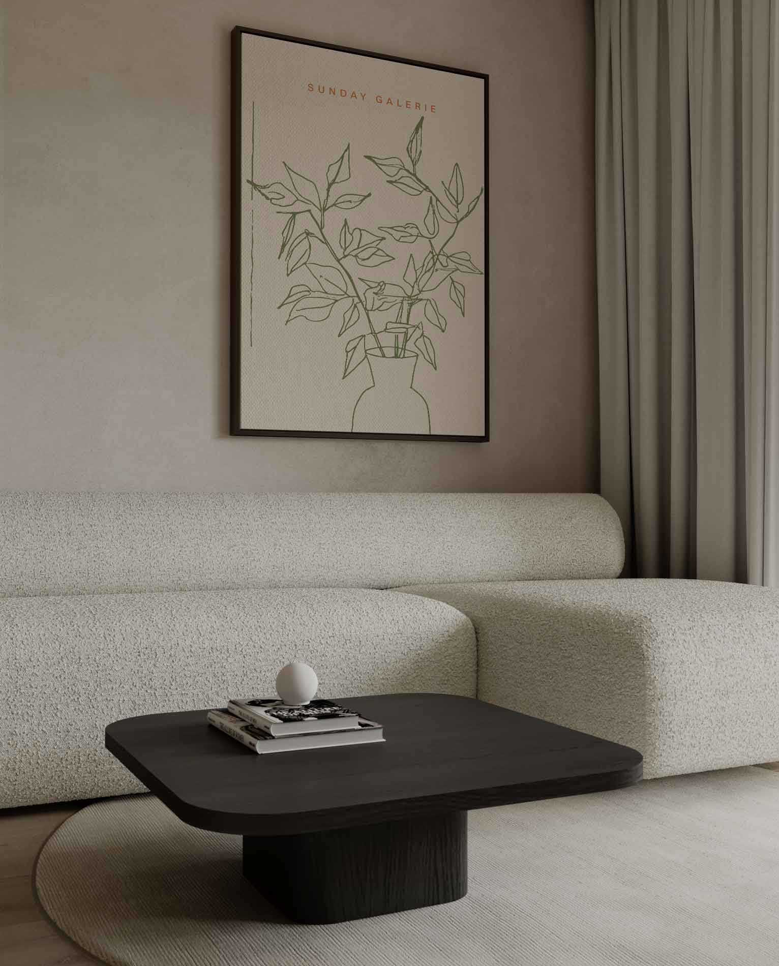 Botanische Lijntekening op Canvas Kunstwerk-canvas-dibond-plexiglas-wanddecoratie-WallArtistic