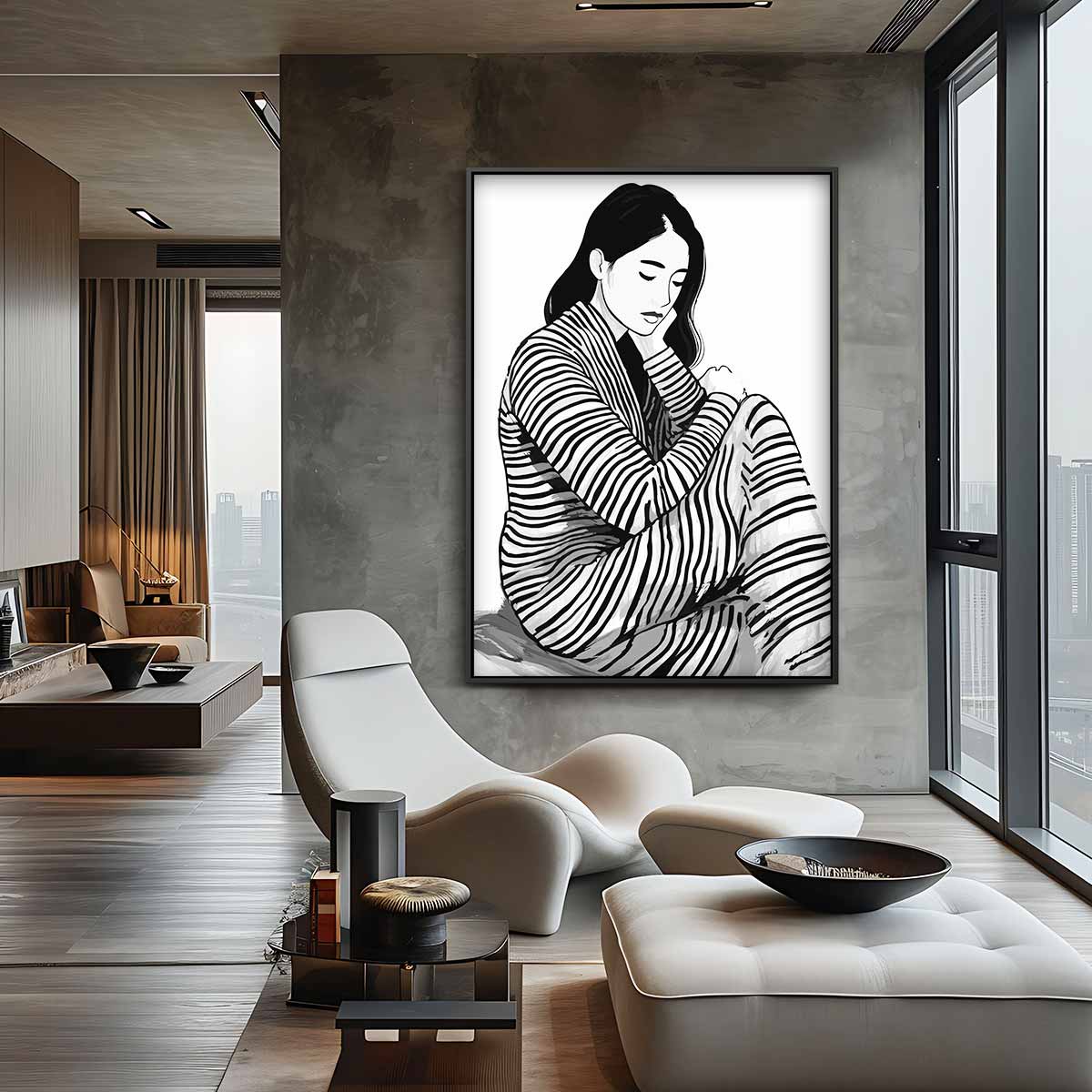 Dromerige Streepjes Kunstwerk-canvas-dibond-plexiglas-wanddecoratie-WallArtistic