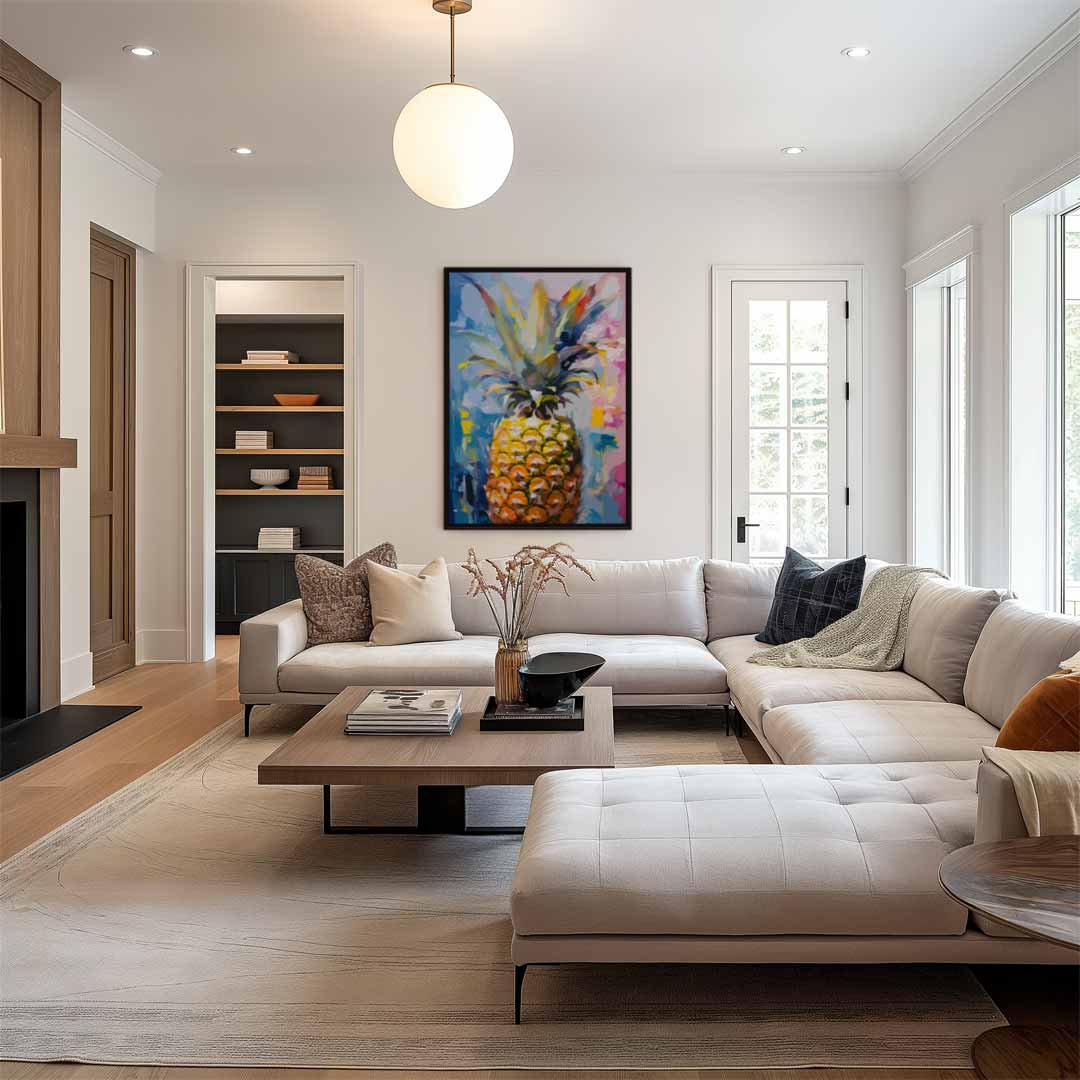 Tropische Ananas Expressie Kunstwerk-canvas-dibond-plexiglas-wanddecoratie-WallArtistic