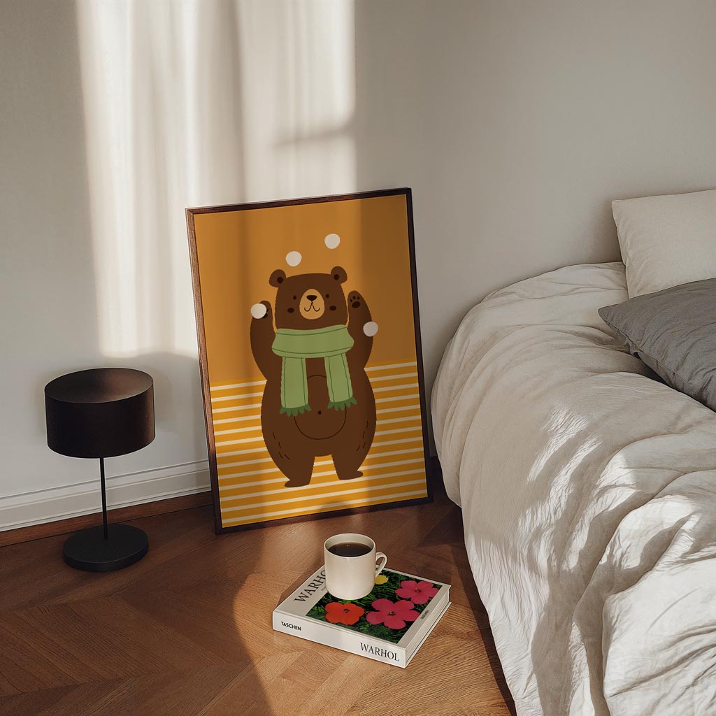 Schattige Berenposter Met Sjaal Poster