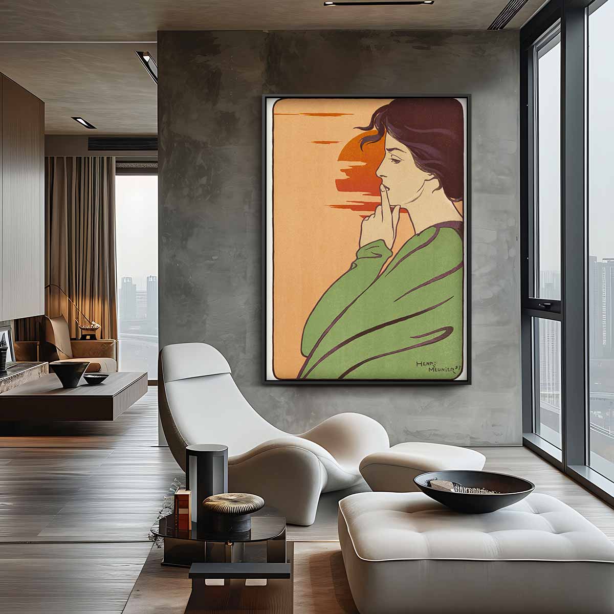 Retro Vrouwelijke Stilte Kunstwerk-canvas-dibond-plexiglas-wanddecoratie-WallArtistic