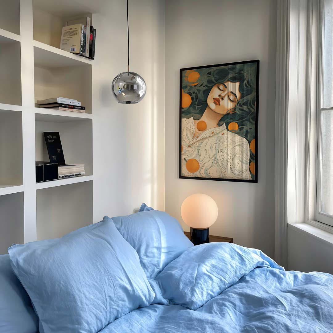 Dromerige Vrouw met Sinaasappels Poster-WallArtistic
