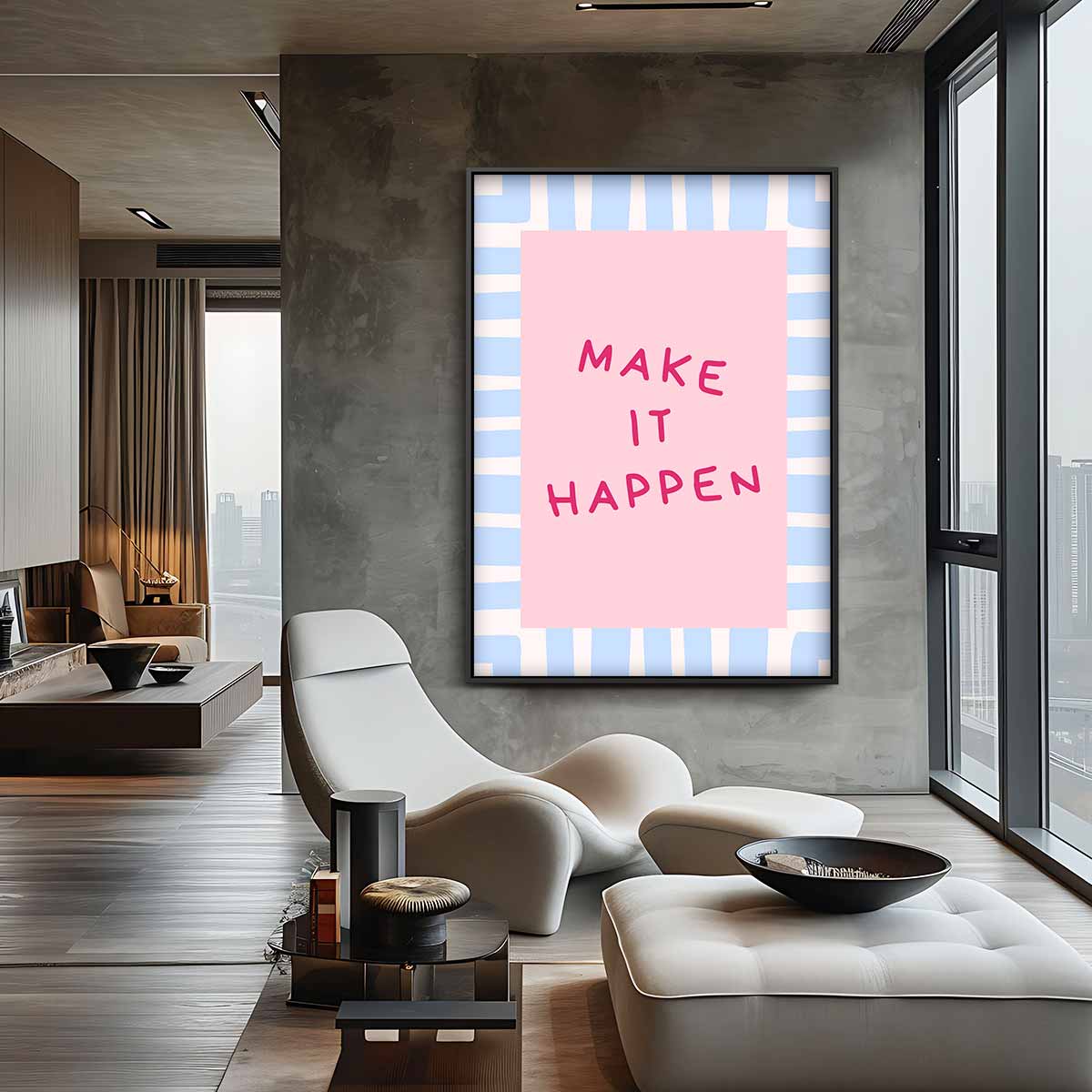 Inspirerende Muurposter Make It Happen Kunstwerk-canvas-dibond-plexiglas-wanddecoratie-WallArtistic