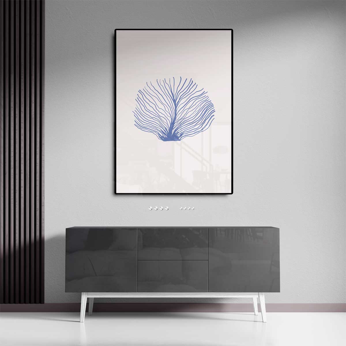 Abstracte Blauwe Zeeventilator Kunstwerk-canvas-dibond-plexiglas-wanddecoratie-WallArtistic