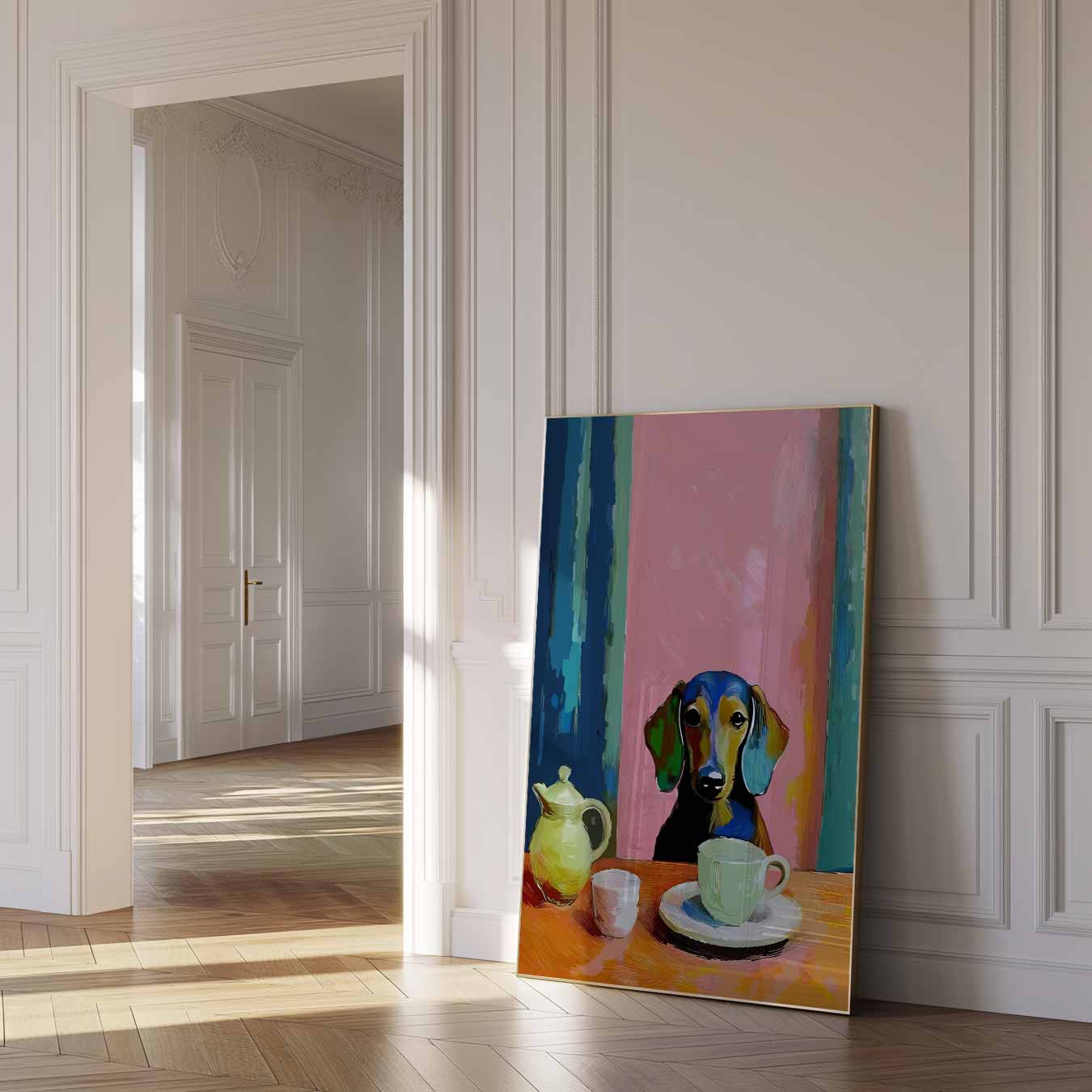 Koffiepauze met Hond Poster-WallArtistic