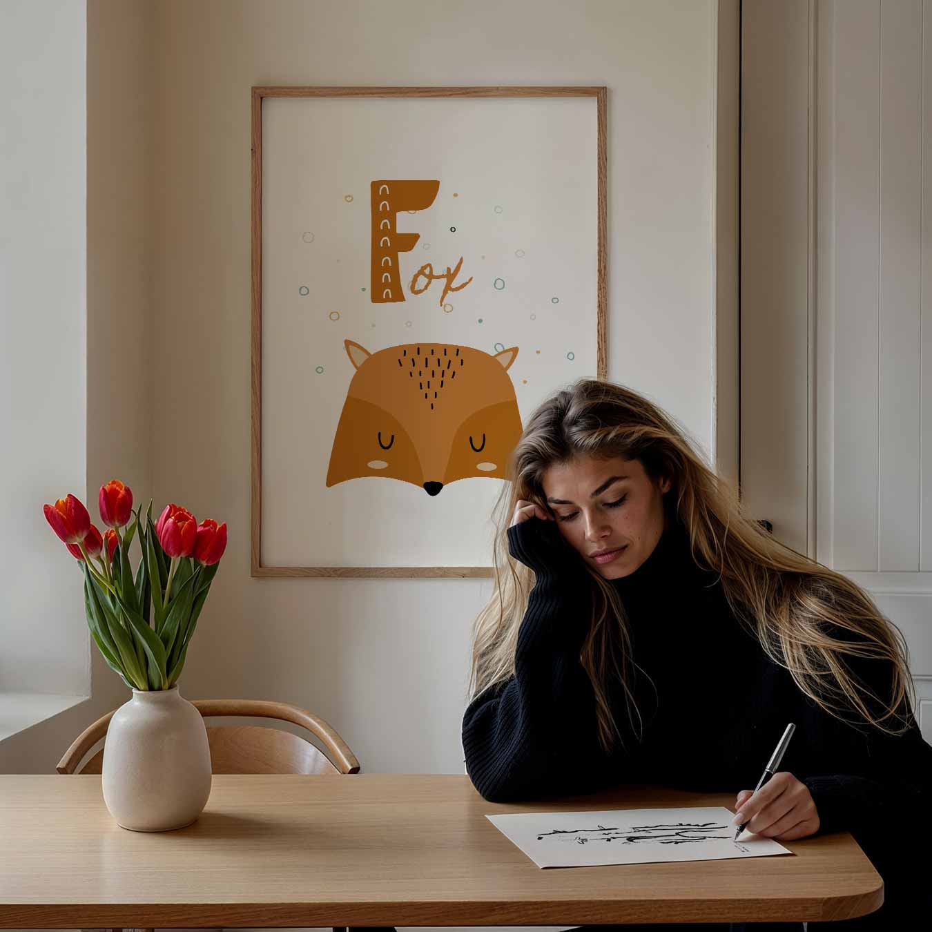 Dromerige Vos Kinderkamer Poster-WallArtistic