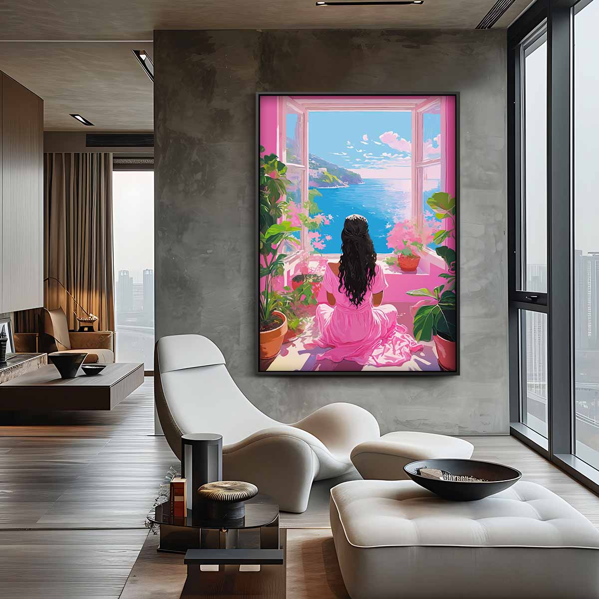 Dagdromen bij de Zee Kunstwerk-canvas-dibond-plexiglas-wanddecoratie-WallArtistic