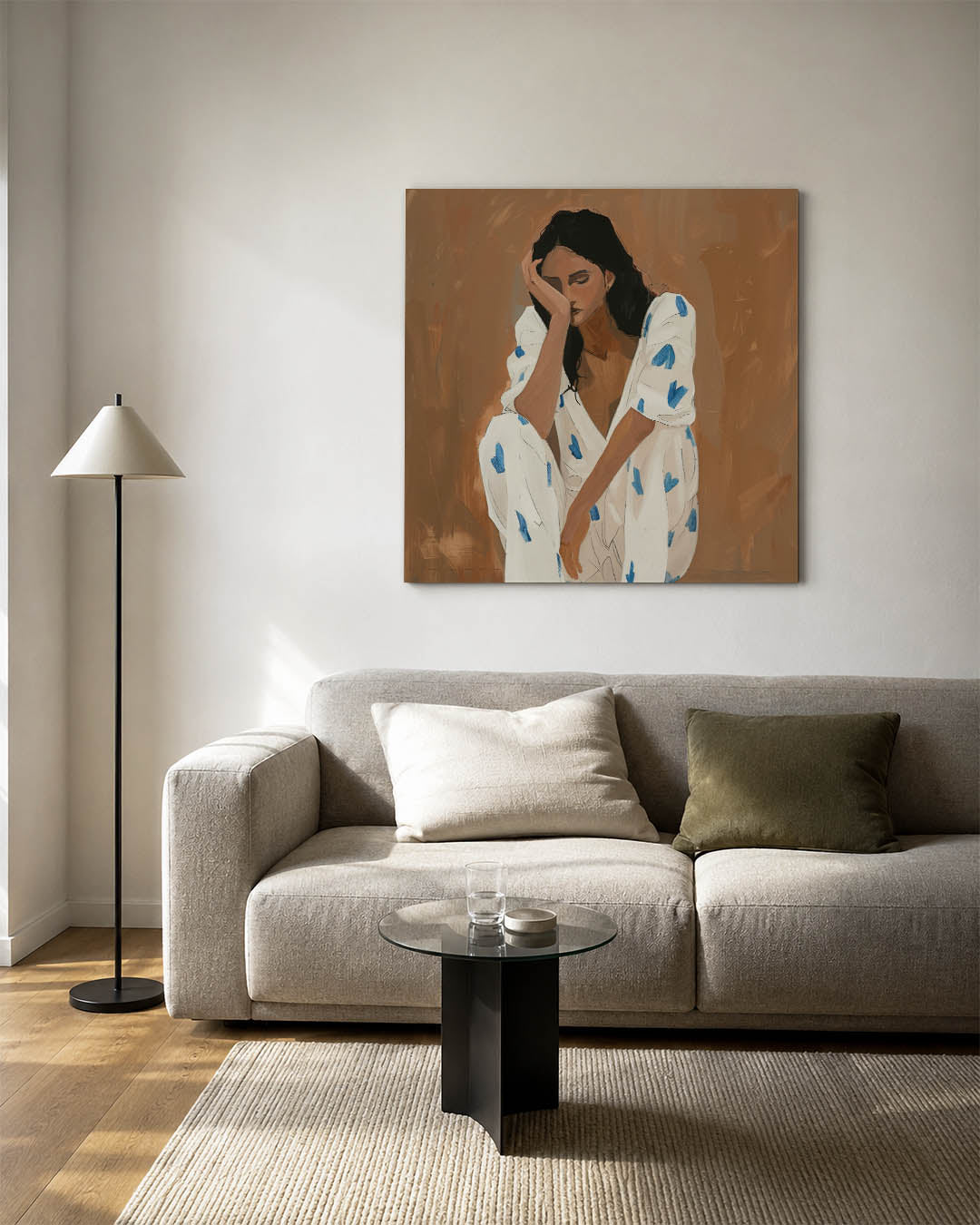 Dromerige vrouwenzitting Kunstwerk