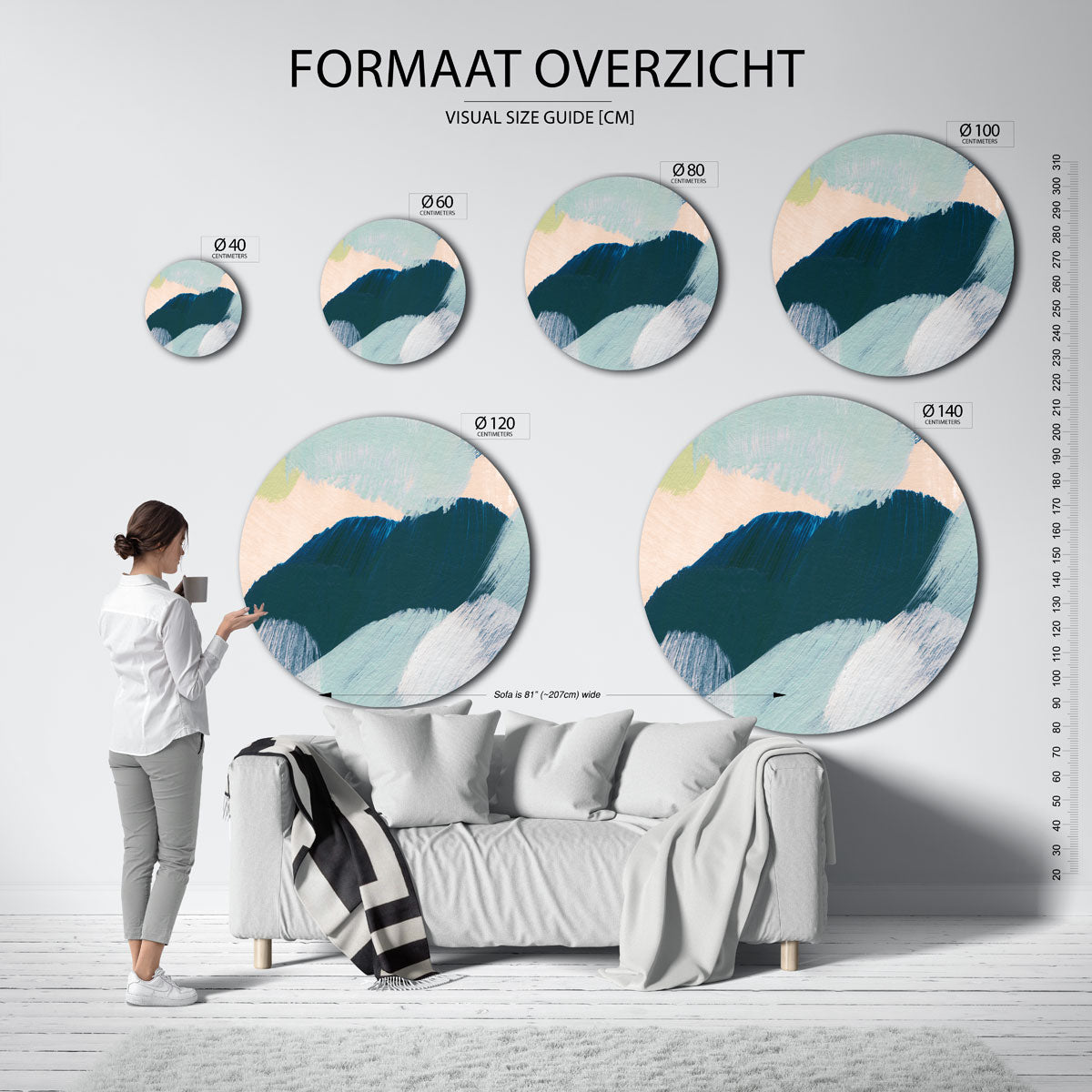 Abstracte penseelstreken Muurcirkel