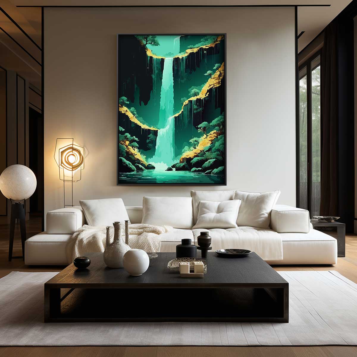 Waterval in een Tropisch Paradijs Kunstwerk-canvas-dibond-plexiglas-wanddecoratie-WallArtistic
