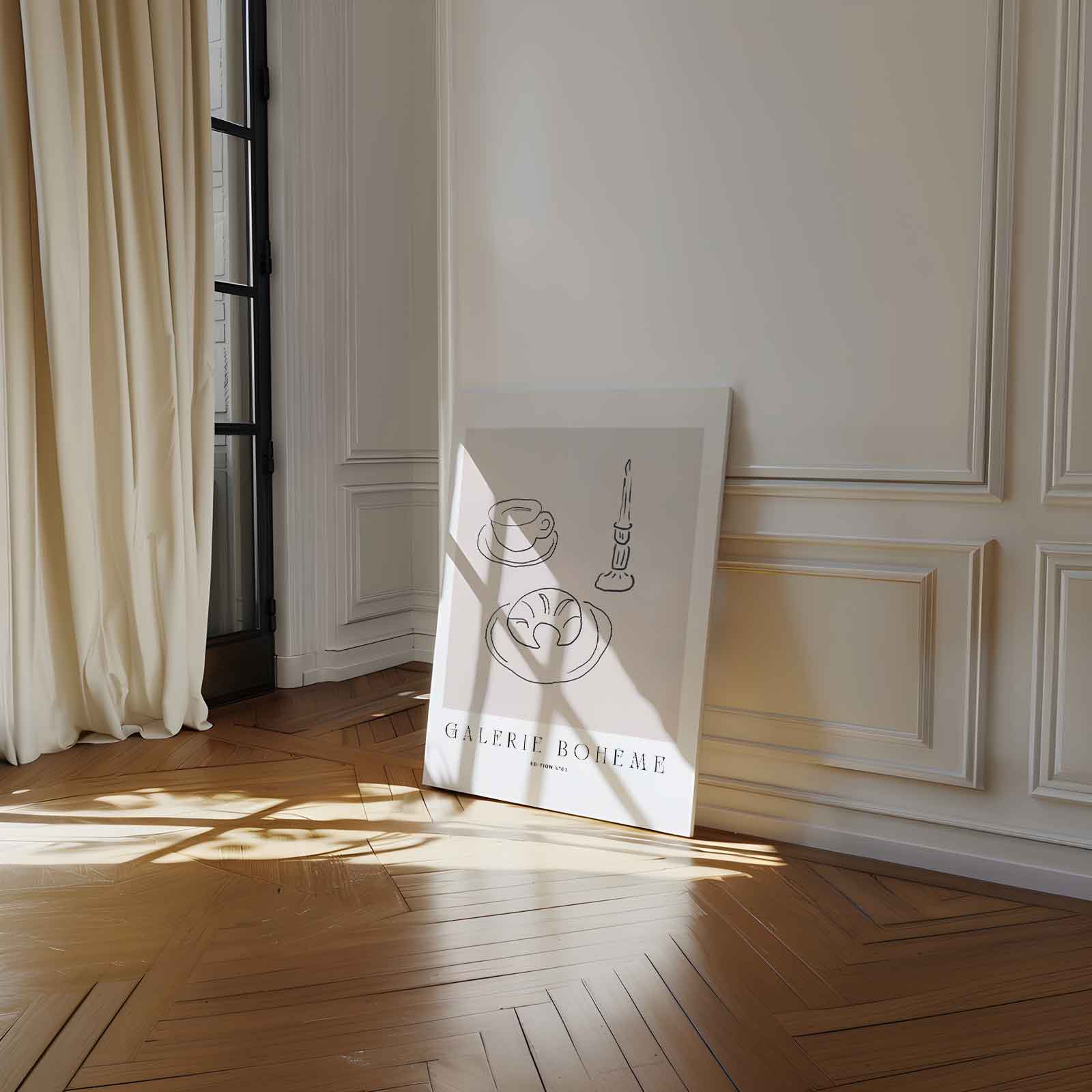 Ontbijt in Lijnen Kunstwerk-canvas-dibond-plexiglas-wanddecoratie-WallArtistic