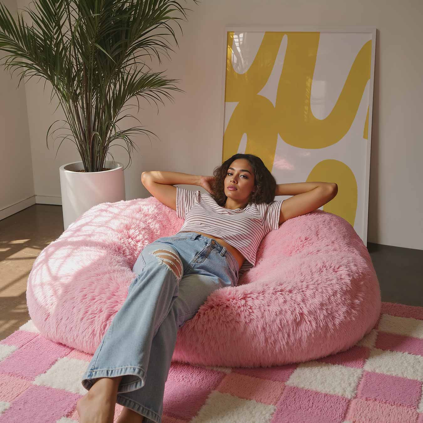 Opvallende Gele Golven Poster-WallArtistic