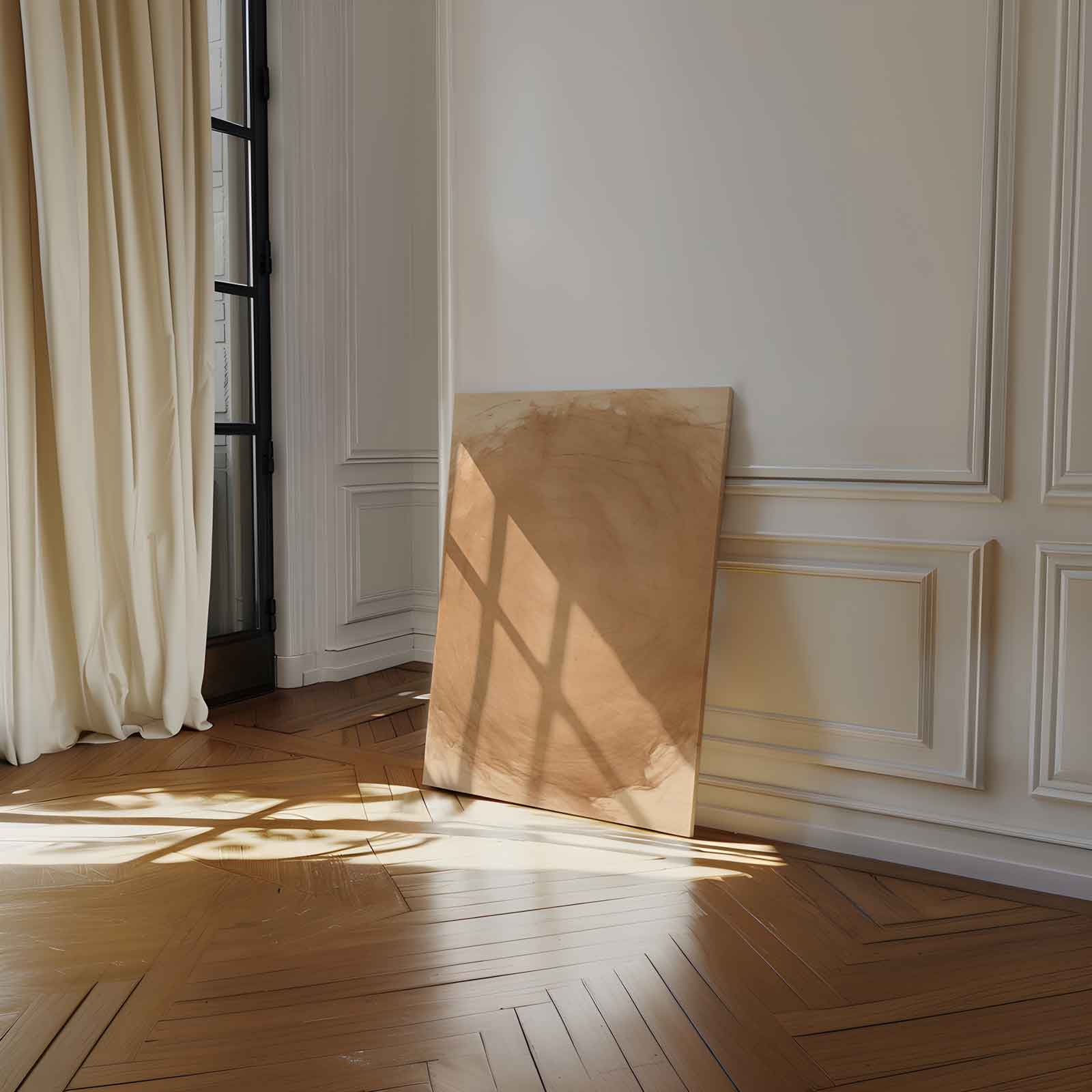 Zachte Okratonen Waterverf Kunstwerk-canvas-dibond-plexiglas-wanddecoratie-WallArtistic