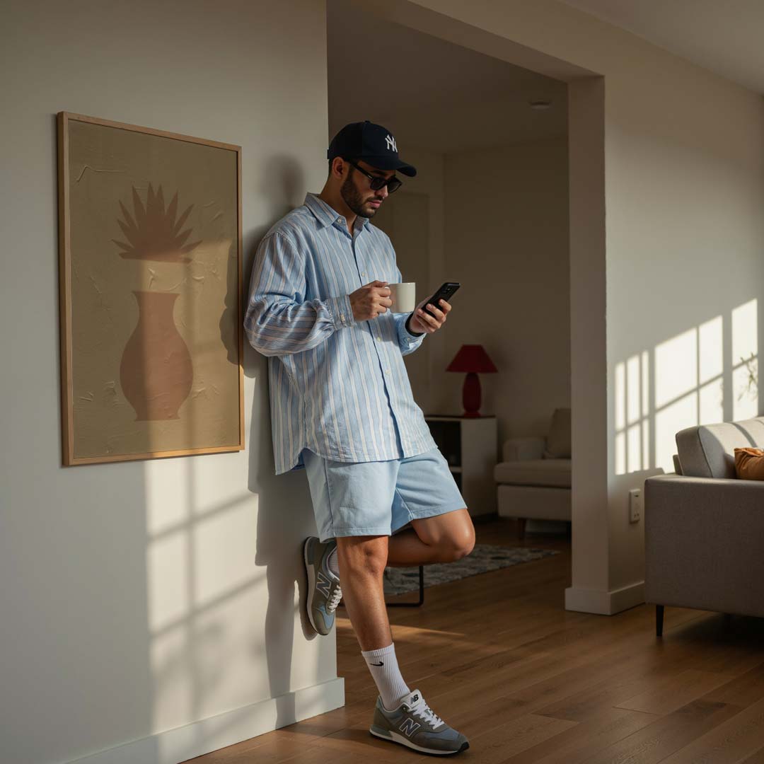 Elegante Vaas op Zandkleurige Achtergrond Poster-WallArtistic