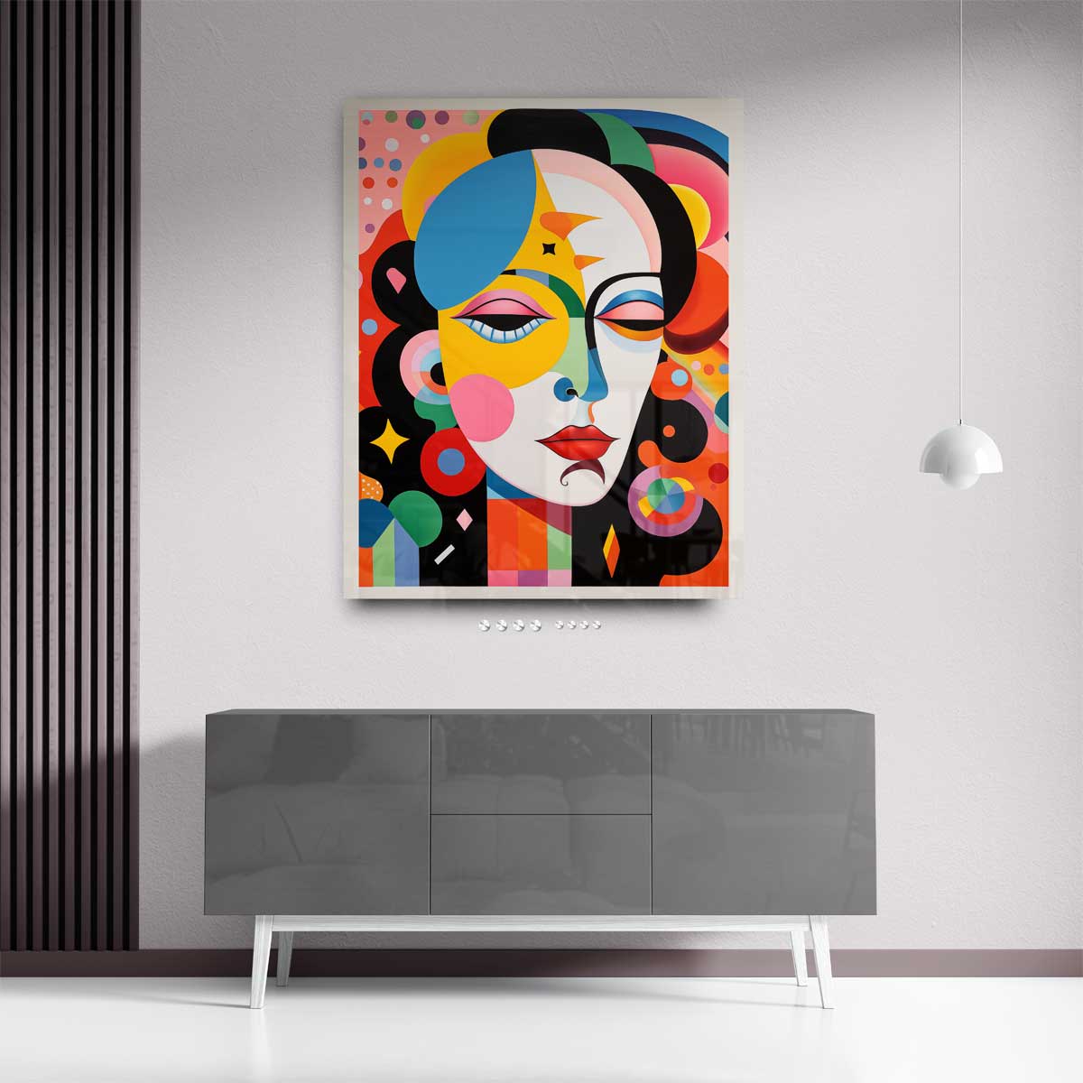 Kleurrijke Dromenportret Kunstwerk-canvas-dibond-plexiglas-wanddecoratie-WallArtistic