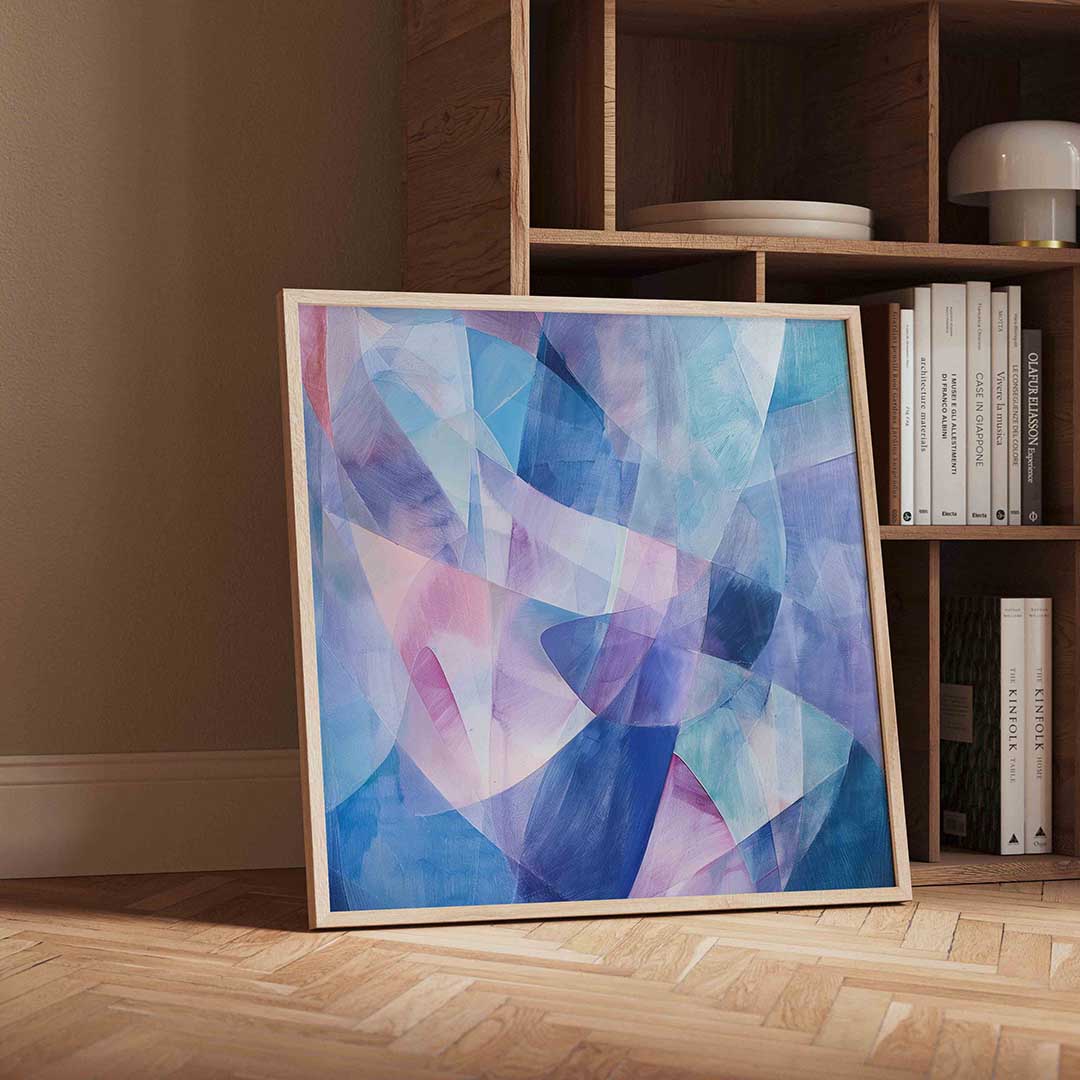 Abstracte blauwe vormen Poster