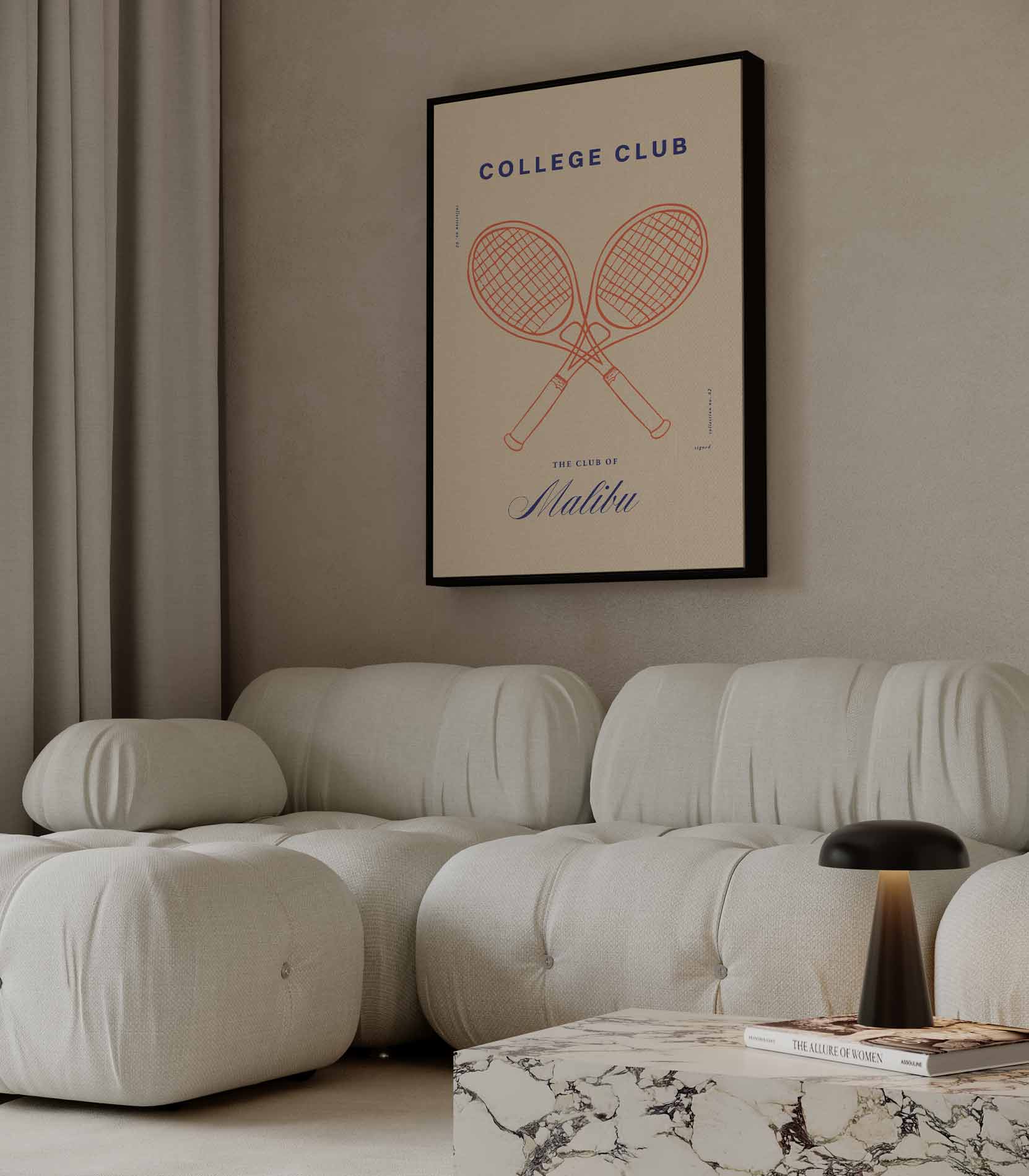 Tennisstijl in Malibu Kunstwerk-canvas-dibond-plexiglas-wanddecoratie-WallArtistic