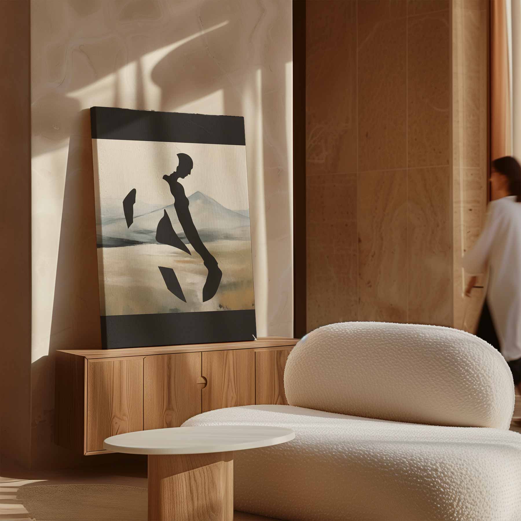 Silhouet in de Bergen Kunstwerk-canvas-dibond-plexiglas-wanddecoratie-WallArtistic