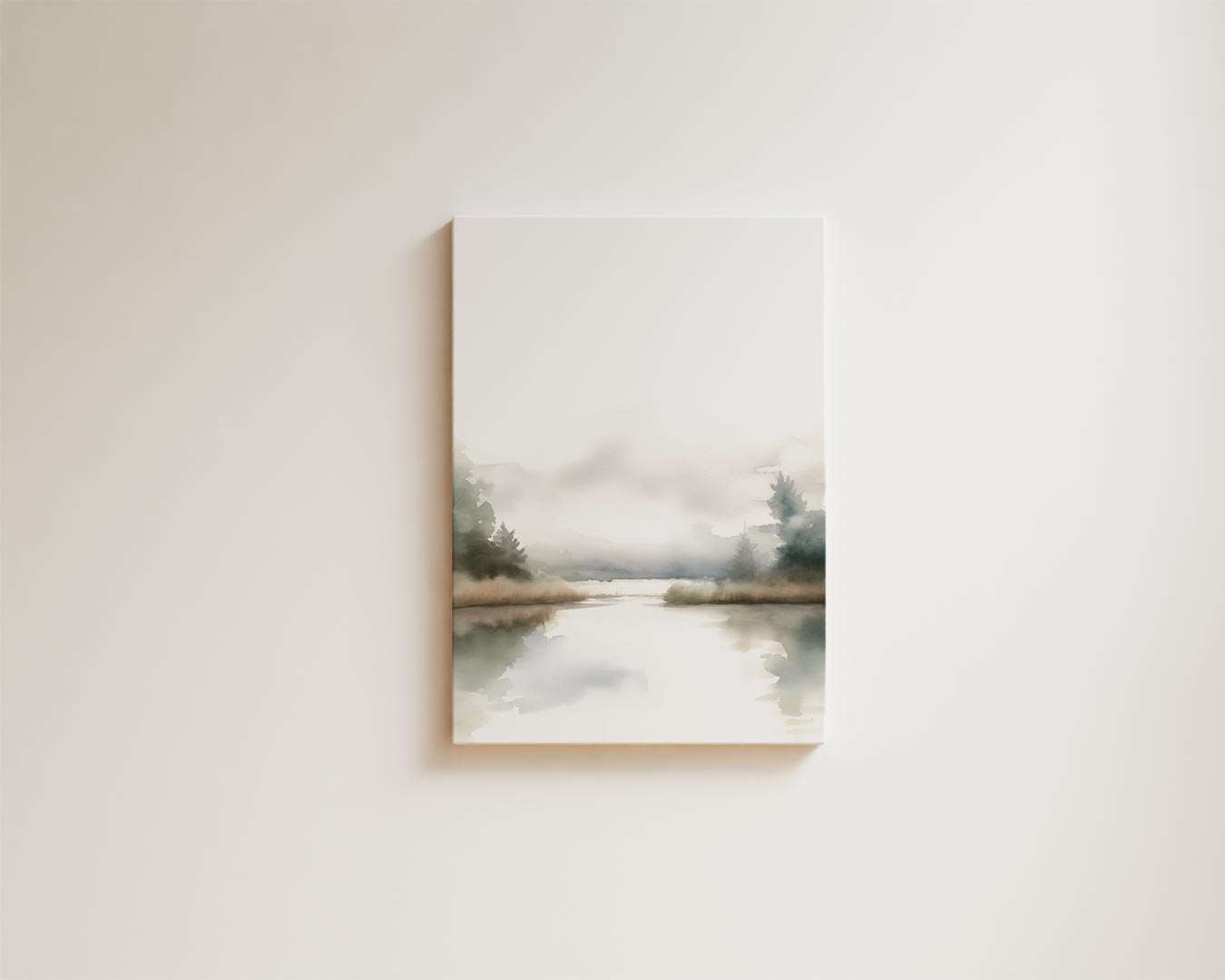 Sereen Landschap in Aquarel Kunstwerk-canvas-dibond-plexiglas-wanddecoratie-WallArtistic