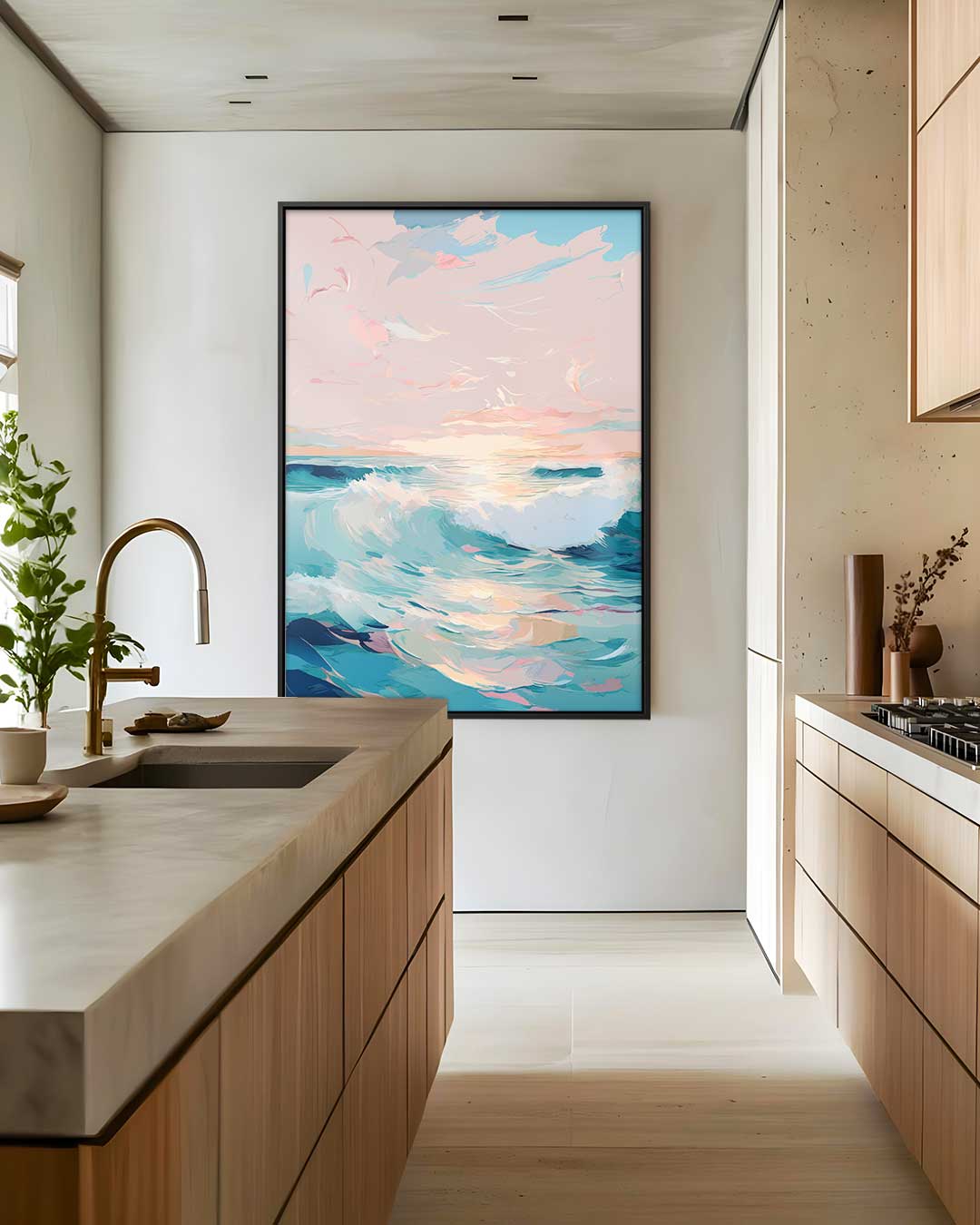Krachtige Golven bij Zonsondergang Kunstwerk-canvas-dibond-plexiglas-wanddecoratie-WallArtistic