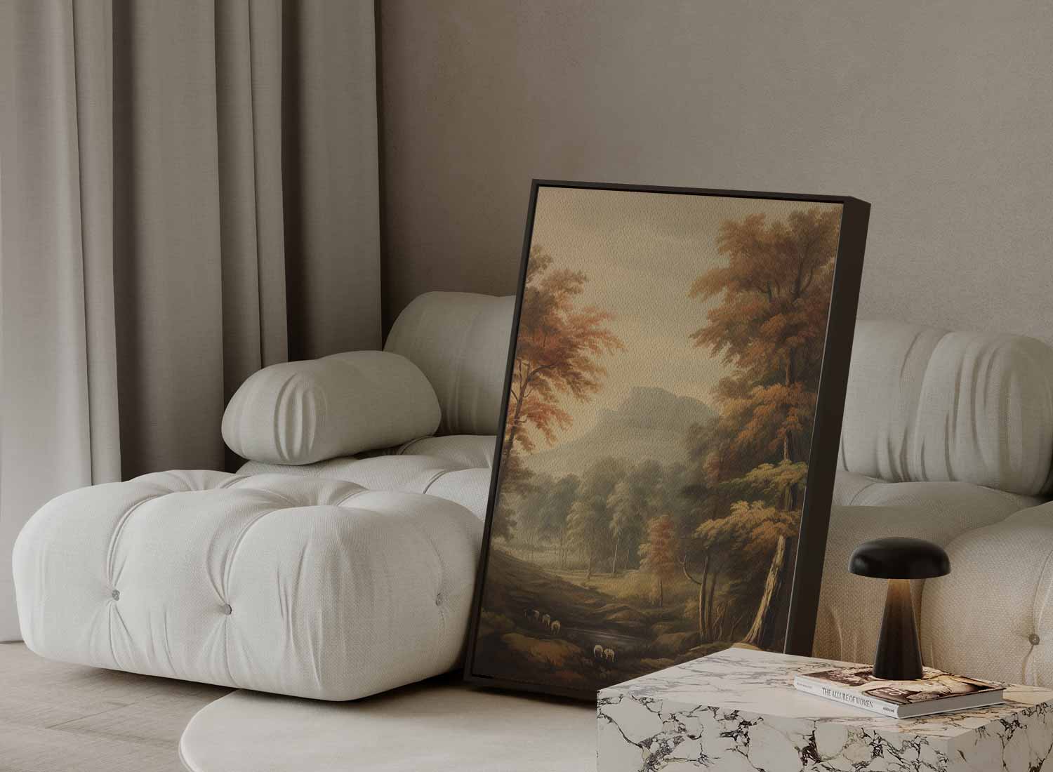 Rustieke Herfstlandschap met Bergen Kunstwerk-canvas-dibond-plexiglas-wanddecoratie-WallArtistic