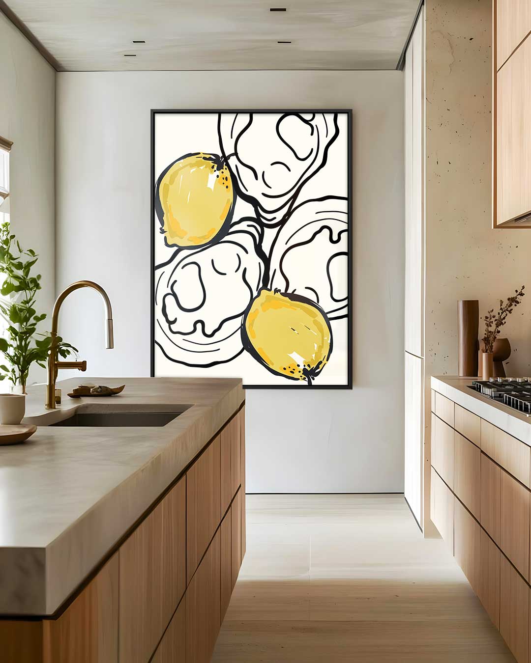 Citroenen en Lijnen Kunstwerk-canvas-dibond-plexiglas-wanddecoratie-WallArtistic