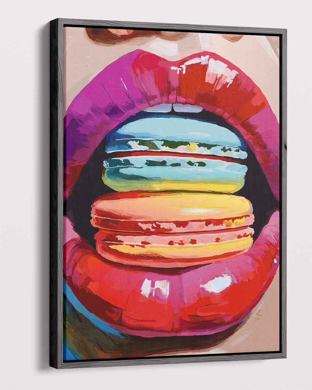 Kleurrijke Macaron Verleiding Kunstwerk-canvas-dibond-plexiglas-wanddecoratie-WallArtistic