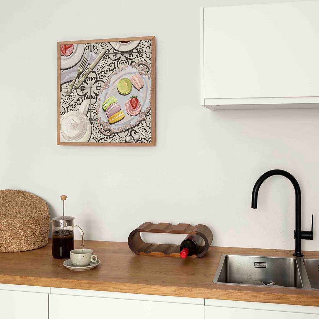 Macarons en aardbei Poster