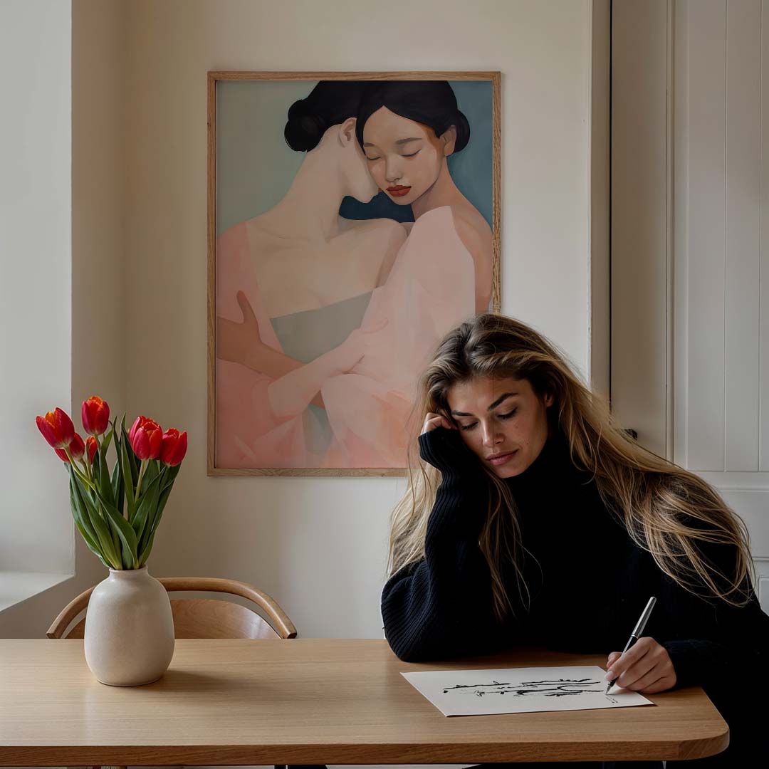 Intieme Omhelzing Kunstposter-WallArtistic