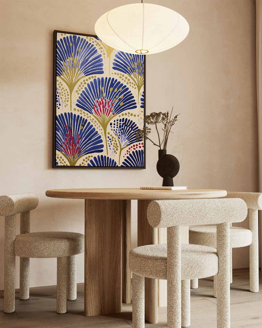 Bloemige Fan Vormen Kunstwerk-canvas-dibond-plexiglas-wanddecoratie-WallArtistic