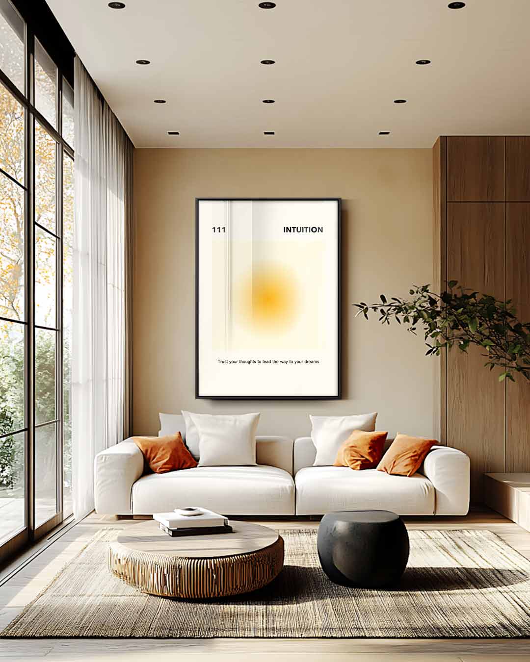 Intuïtieve Oranje Cirkel Kunstwerk-canvas-dibond-plexiglas-wanddecoratie-WallArtistic