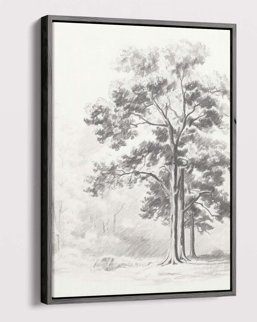 Sereen Boslandschap in Potlood Kunstwerk-canvas-dibond-plexiglas-wanddecoratie-WallArtistic