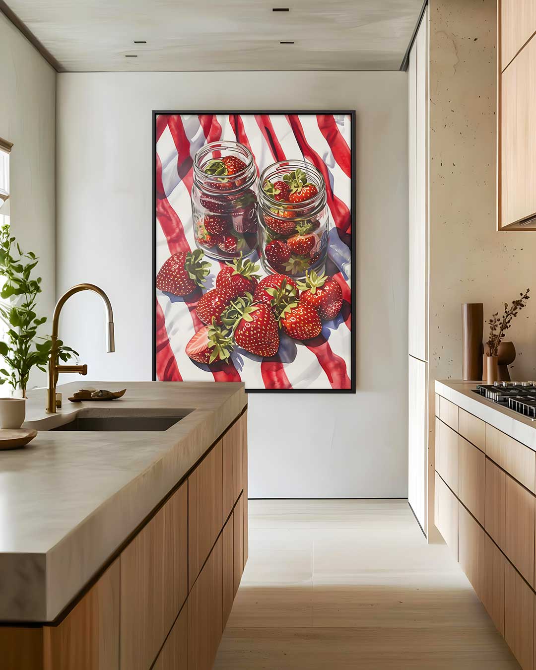 Aardbeien in Potten Schilderij Kunstwerk-canvas-dibond-plexiglas-wanddecoratie-WallArtistic